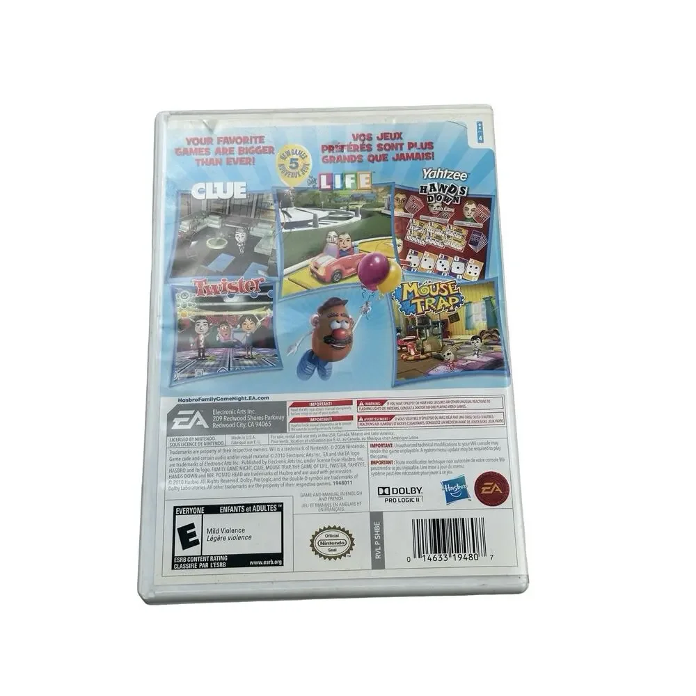 Hasbro Family Game Night3 Nintendo Wii Complete Tested Working Clue Life Yahtzee